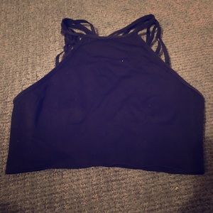 Navy high neck sports bra